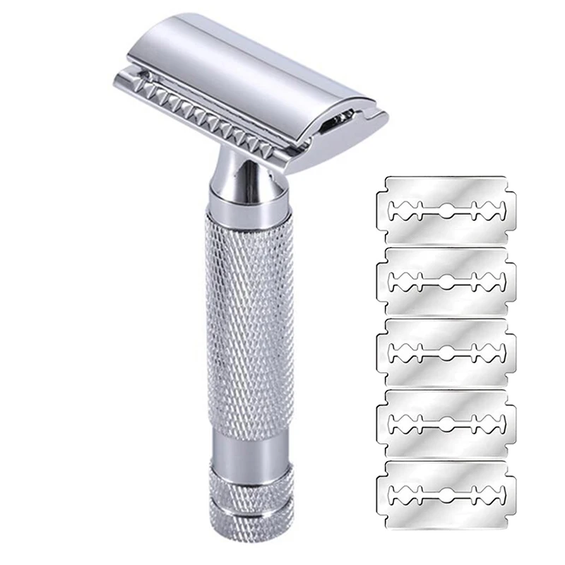 YINTAL Double Edge Razor Men Shaving Sliver Copper Alloy Non-slip Handle Men's Manual Shaver