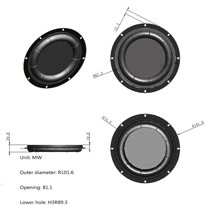 090F Diafragma Diafragma Diafragmas Membrana Pasiva Diafragma Woofer Vibrating Membrana Placa 6.5 pulgadas/8 pulgadas