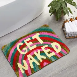 Rainbow Get Naked Bath Mat Soft Tufted Bathroom Rugs Bathtub Mat Entrance Doormat Living Room Apartment Home Decor Carpet