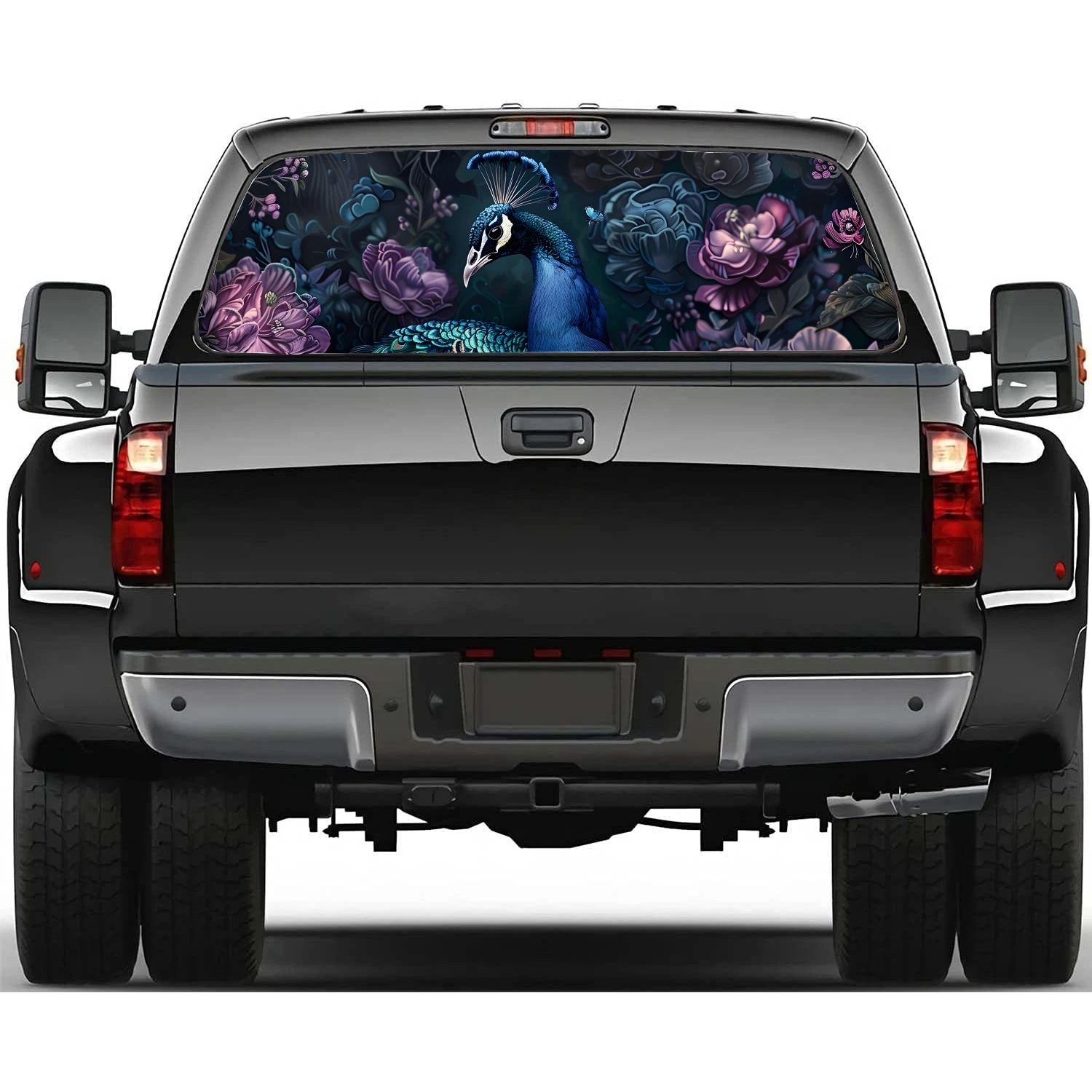 

Chinese Peacocks Painting Car Rear Window Decal Fit Pickup,Truck,Car Universal See Through Perforated Back Window Vinyl Sticker