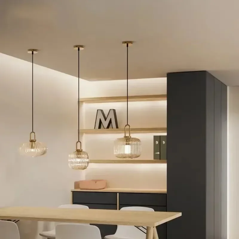 

LED Nordic Minimalist Glass Lights Japanese Pendant Lamp for Dining Room Kitchen Bedside Home Decoration Hanging Light