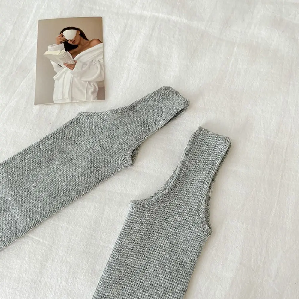 厚手のシンプルなロングニーハイソックス バレエスタイル ミッドカーフソックス 日焼け止め 縦縞 スタッキングソックス