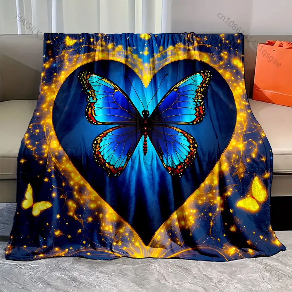 

Одеяло с золотой фантазией и бабочкой, теплое, мягкое, пушистое одеяло для детей и взрослых, диван-кровать, подходит для дома, путешествий, кемпинга, разные размеры