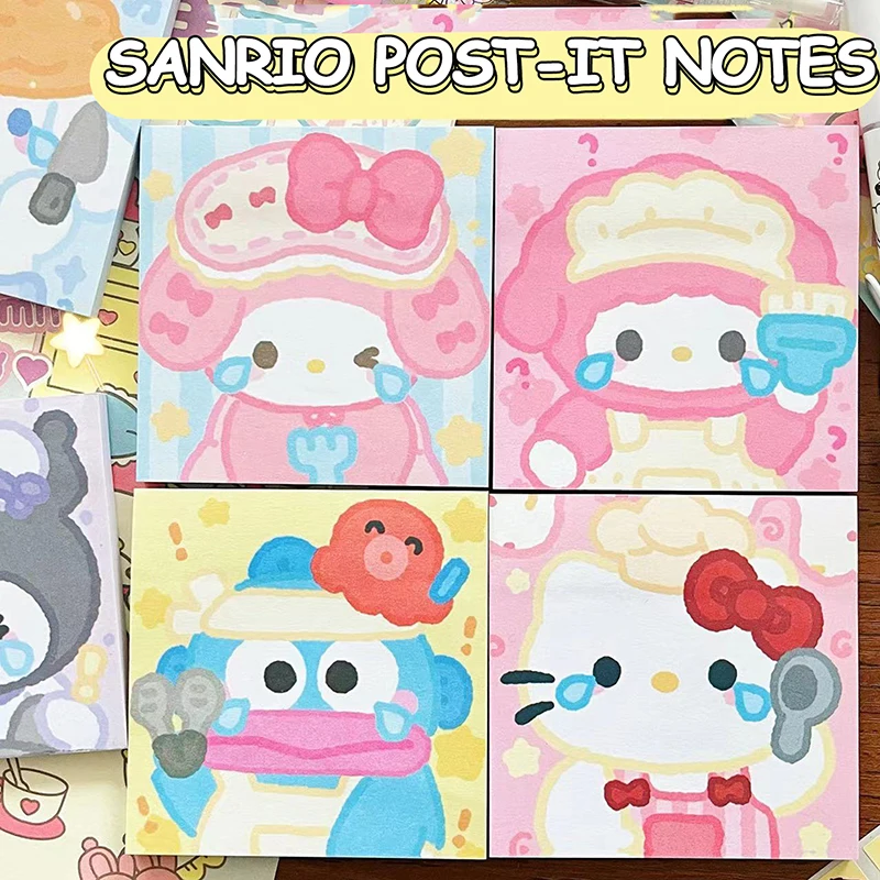 50แผ่น/หนังสือการ์ตูนอะนิเมะ Sanrio Hello Kitty กระดาษโน้ตกาวในตัวแผ่นที่ฉีกขาดได้เครื่องเขียนสำนักงานโรงเรียน supplie