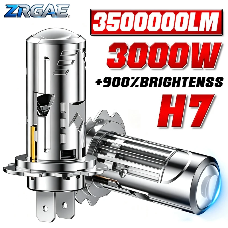 3000W 3500000LM LED H7 Mini Lens Projector Lens Car Headlight Bulb 1:1 Wireless Plug&Play 6000K Canbus Auto/Moto Lamp Fog Light