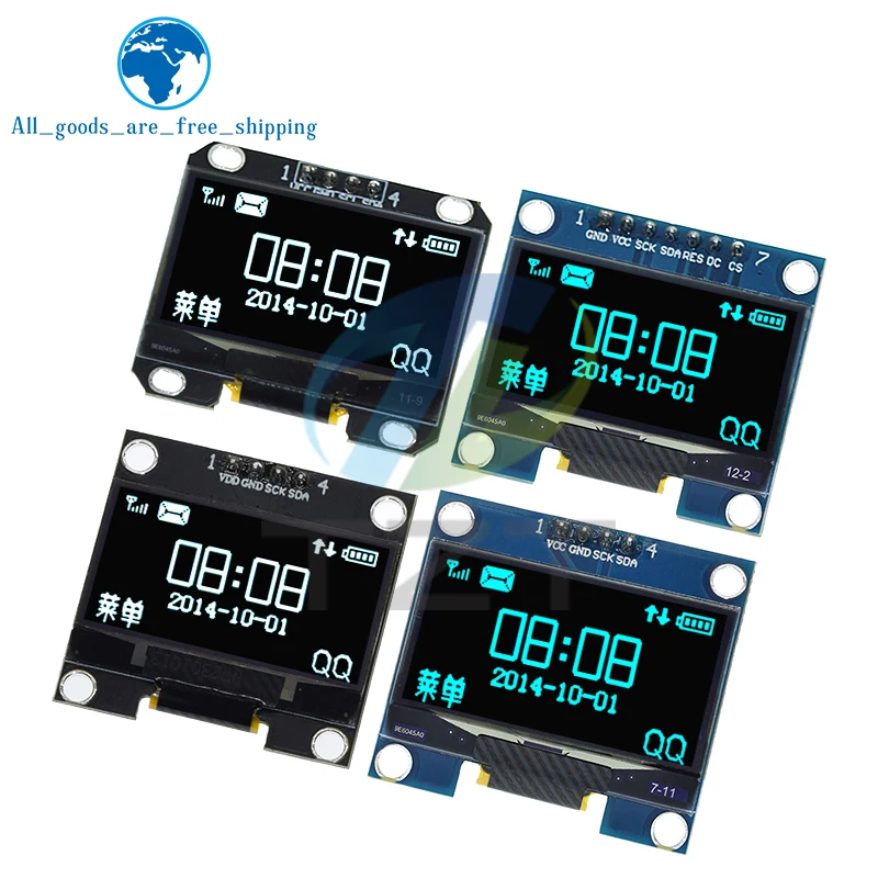 

4PIN 1.3 OLED module white/blue color 128X64 1.3 inch OLED LCD LED Display Module 1.3" IIC I2C Communicate with Case for arduino