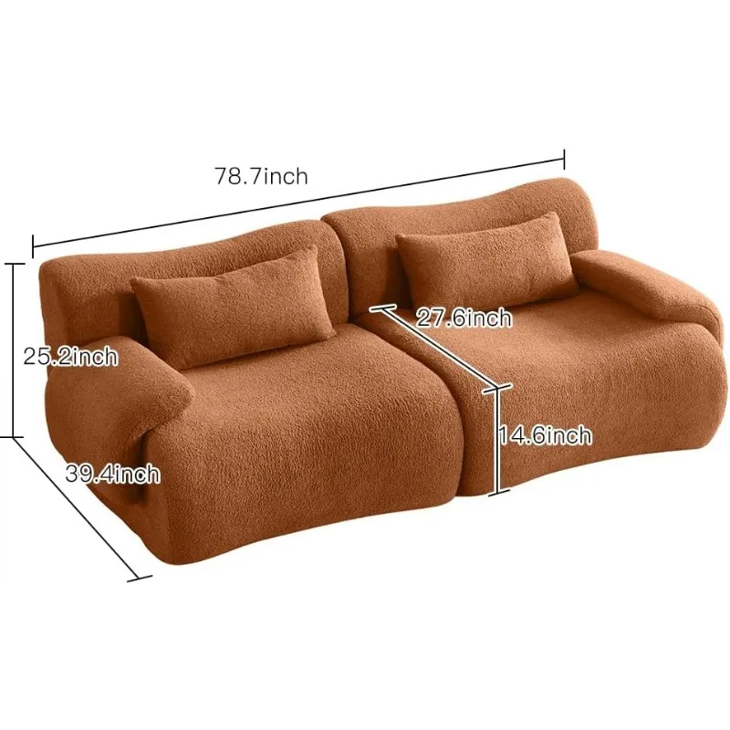 Modulares Sofagarnitur, Love Seat Couch, luxuriöse, moderne Wolkencouch mit Chaiselongue, übergroße Bambusform