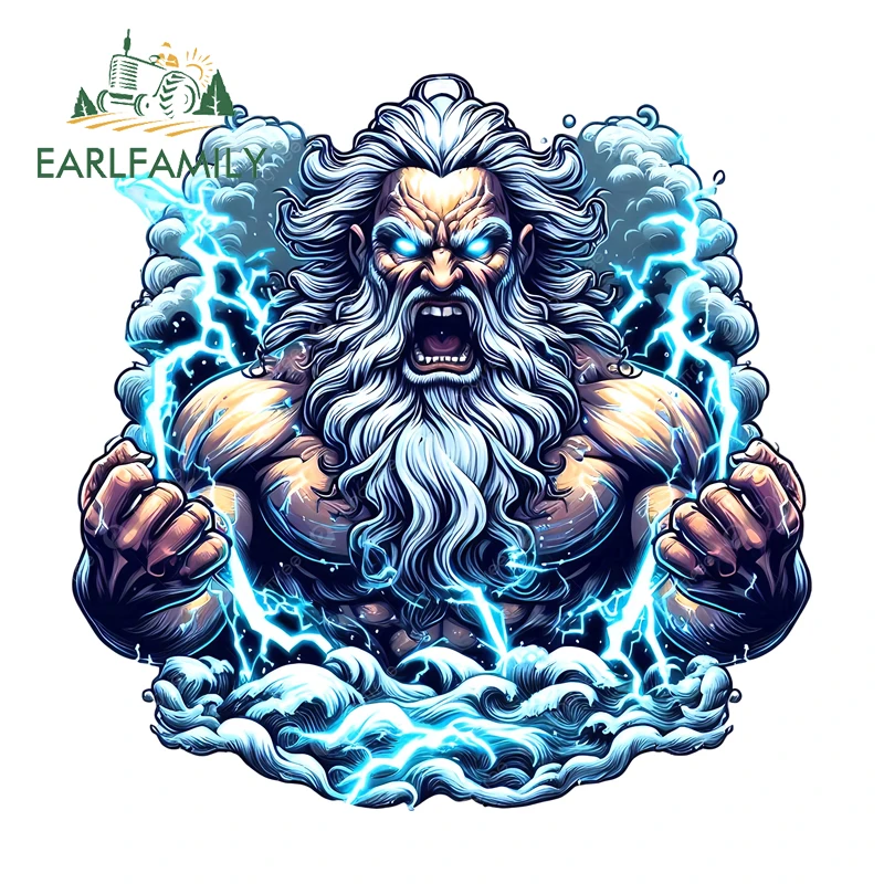 EARLFAMILY Original Zeus Car Sticker Motorcycle Vinyl Funny Lightning Accessories Decal Waterproof Windshield Decals Car Label