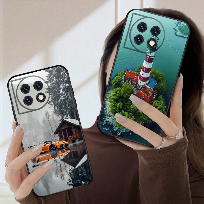 Modello di paesaggio trasparente per OnePlus 8 9 11 12 13 10 Pro 9RT 8T 12R Ace 3 5 2V Nord CE 4 Lite N20 30 200 custodia morbida in silicone