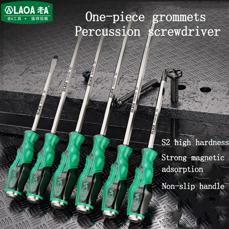 

LAOA perforated percussion screwdriver S2 alloy steel super hard lengthened phillips screwdriver