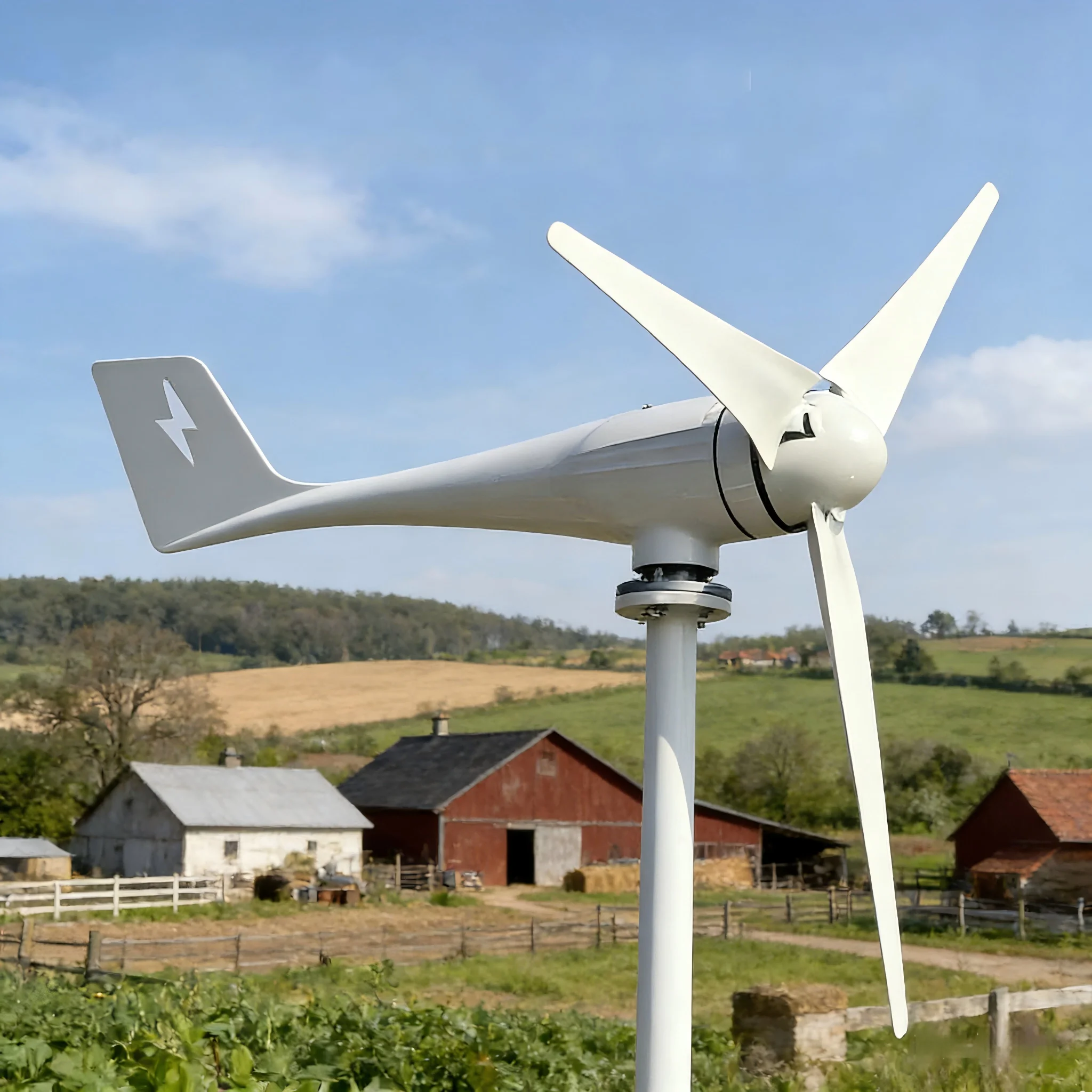 3KW Horizontal Wind Generator 12V 24V 48V 3-Phase Home Energy Solution Turbine