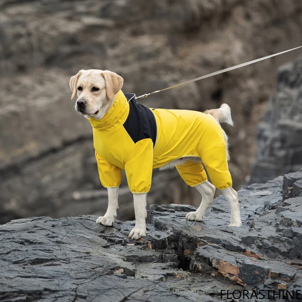 Full Coverage Dog Raincoat Waterproof Jumpsuit Overalls Full Wrap Design for Protection for Medium Small Large Extra Large Dogs