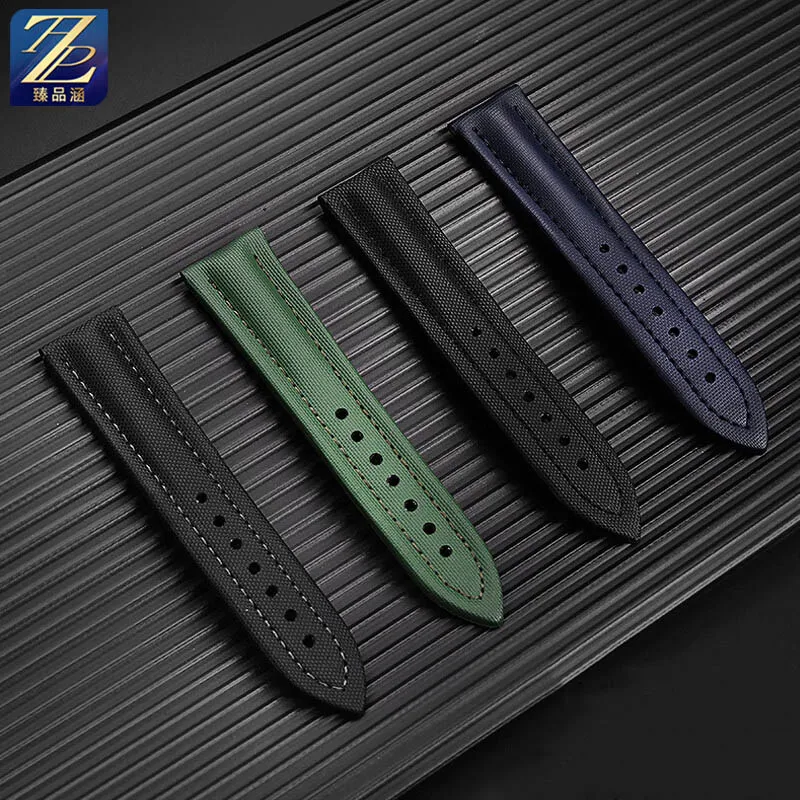 23mm Watchband Special for Blancpain Fifty Fathoms 5000 5015 Strap Butterfly buckle wristband  Canvas Leather Bottom Watch strap