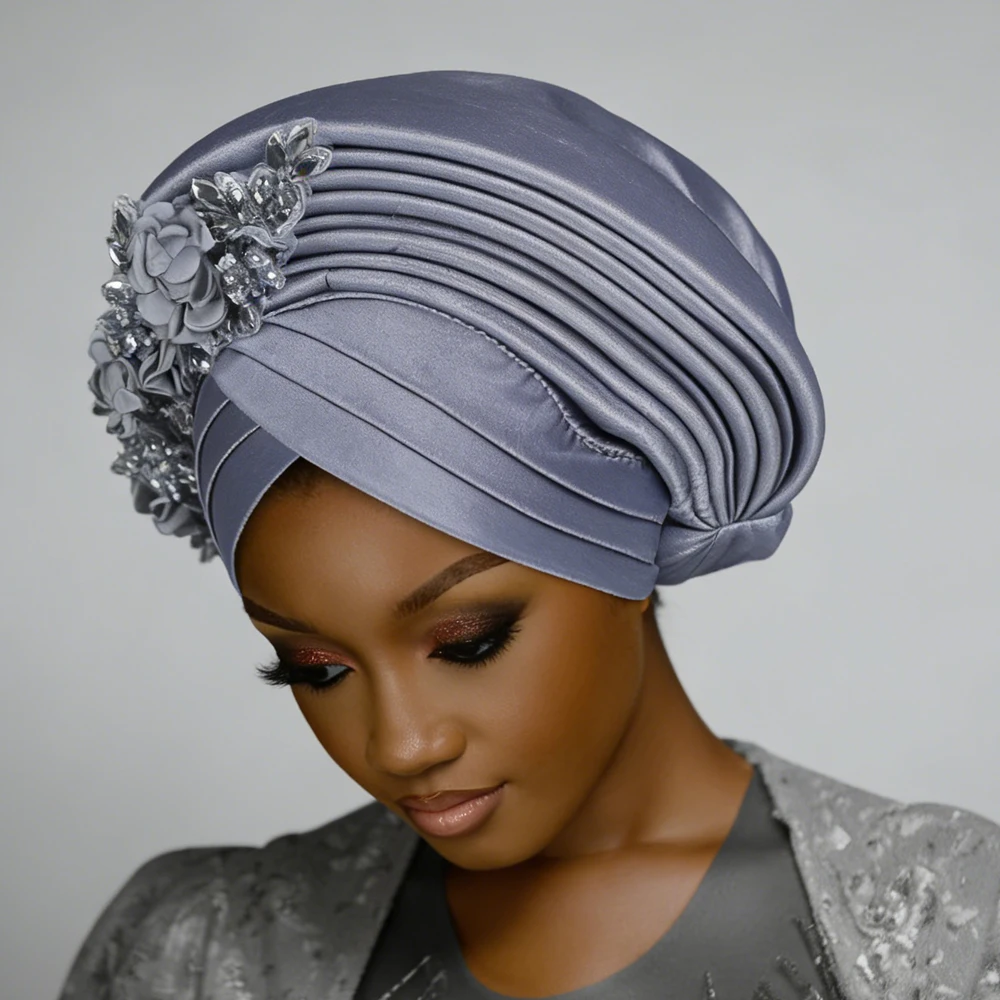 

Already Made Nigeria Geles Headtie Auto Gele Head Wrap African Turban Cap Party Women Muslim Hijab Headscarf Bonnet Hat Headgear