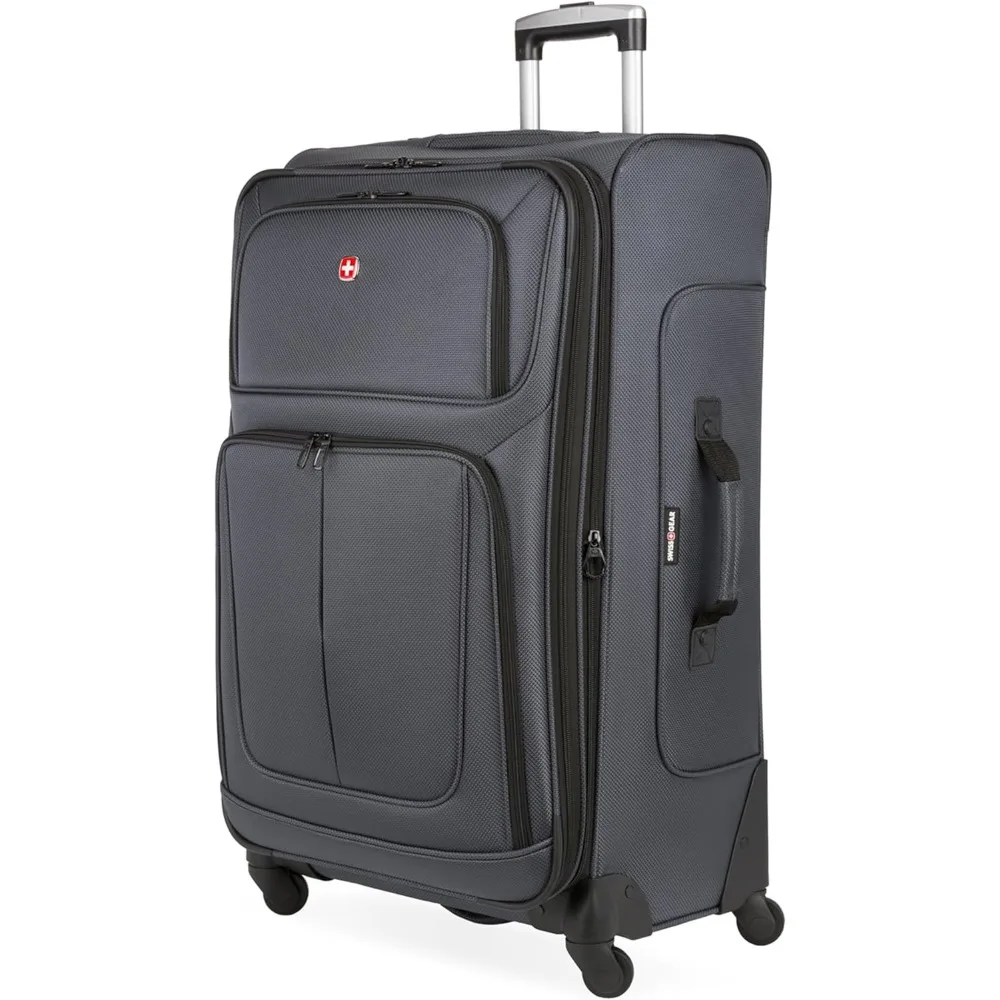 Sion Softside Expandable Luggage, Dark Grey, Checked-Large 29-Inch