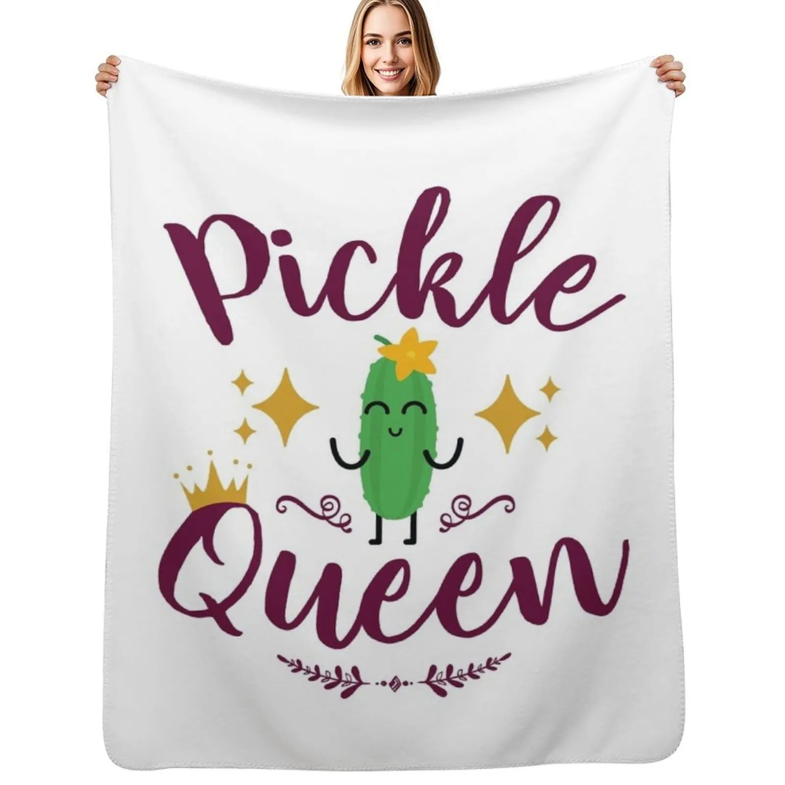 Pickle Queen Women Girls Pickles Lover Throw Blanket Soft Comfort Blanket for Reading Watching TV