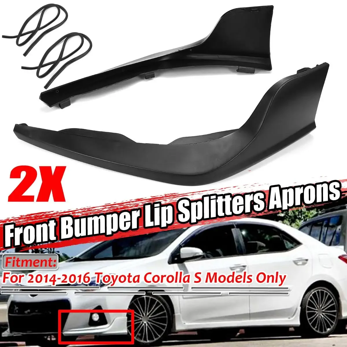 Pair Car Front Bumper Splitter Lip Diffuser Body Kit Spoiler Aprons Guard Protector Cover For Toyota Corolla S Models 2014-2016