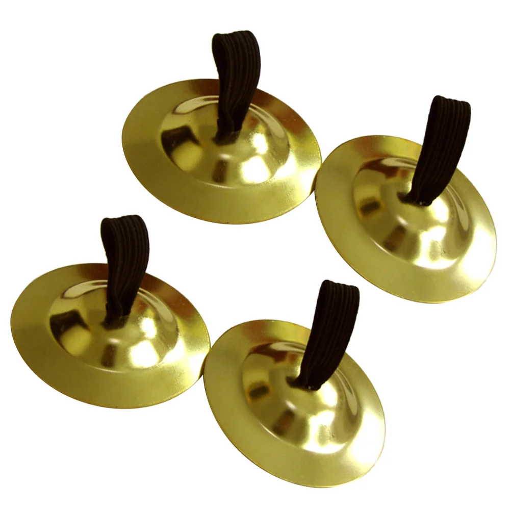 4 Pcs Copper Cymbal Finger Cymbals Props Mini Instruments Golden Percussion Dancing Child