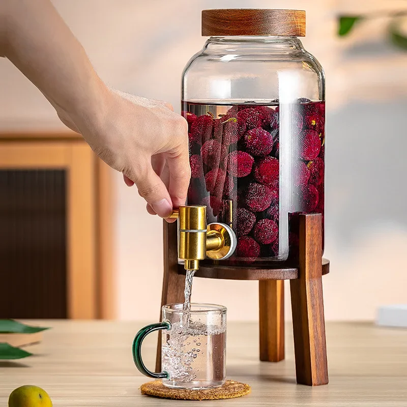 Multi-purpose Glass Storage Can with Faucet  Cold Kettle Milk Tea Shop Large Capacity Sealed Juice Bucket Beer Coke