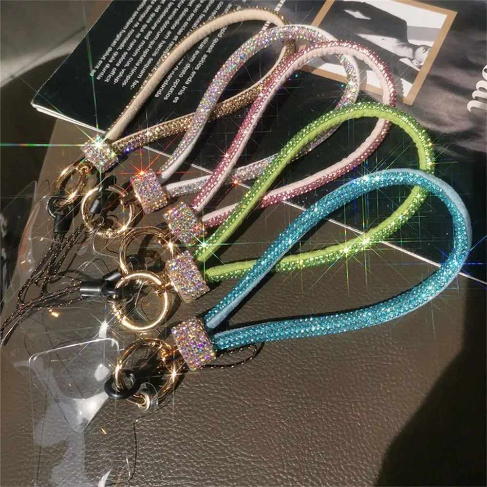 Rhinestone Mobile Phone Lanyard Bling Bling Anti Loss Phone Wrist Strap Bright Hanging Rope Diamond Lanyard Phone Charm