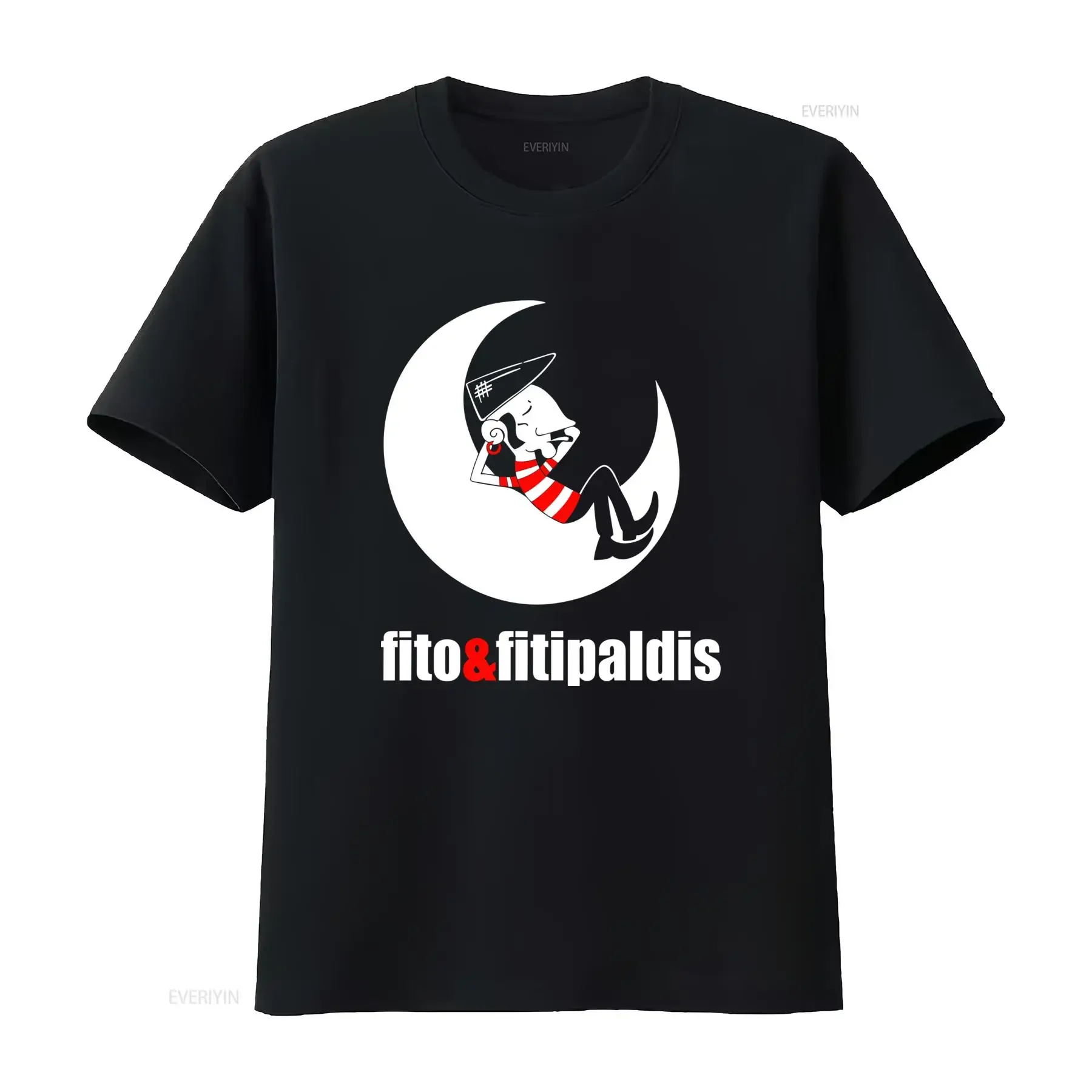 Camiseta de Fito Fitipaldis Nueva Casual Popular Cuello Redondo con Estampado Tejido Ligeramente Elástico Corte Regular para