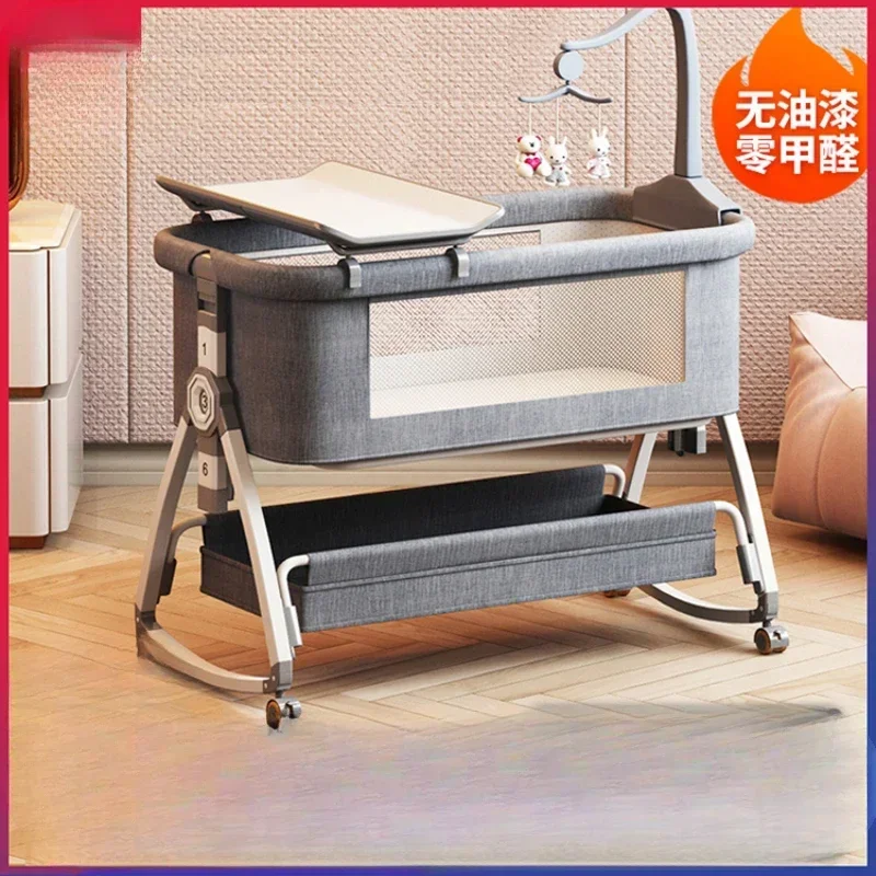 Foldable newborn crib splicing queen bed multi-function portable movable cradle