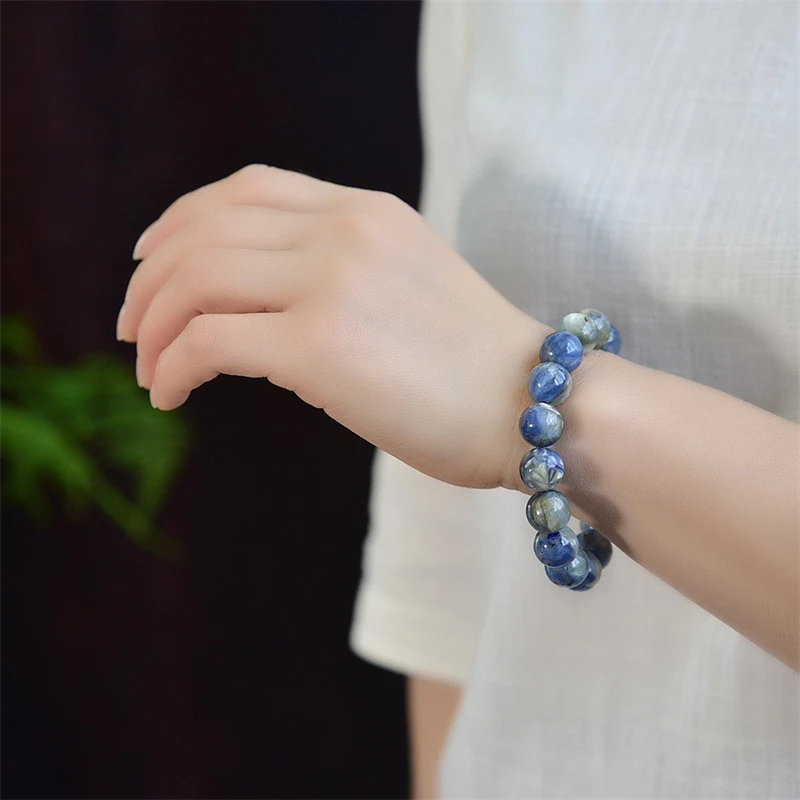 12MM Natural Kyanite Bracelet Men Women Colorful Charm Yoga Healing Bangles Fashion Handmade Gift 1PCS