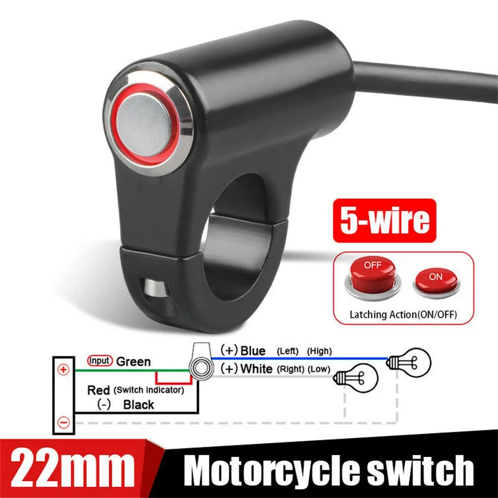 Handlebar Control Switch Right Front Left 22mm 5-lines 7/8inch Electric Bike Motorcycle ON OFF Red 12V Universial