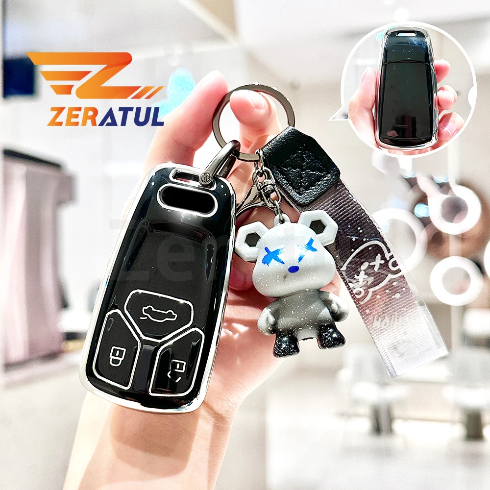 Soft TPU Car Smart Key Case Cover Fob Shell Bag for Audi TT TTS RS 8S A4 A4L A5 A6 Q5 Q7 S4 S5 S7 B9 4m 8W Accessories