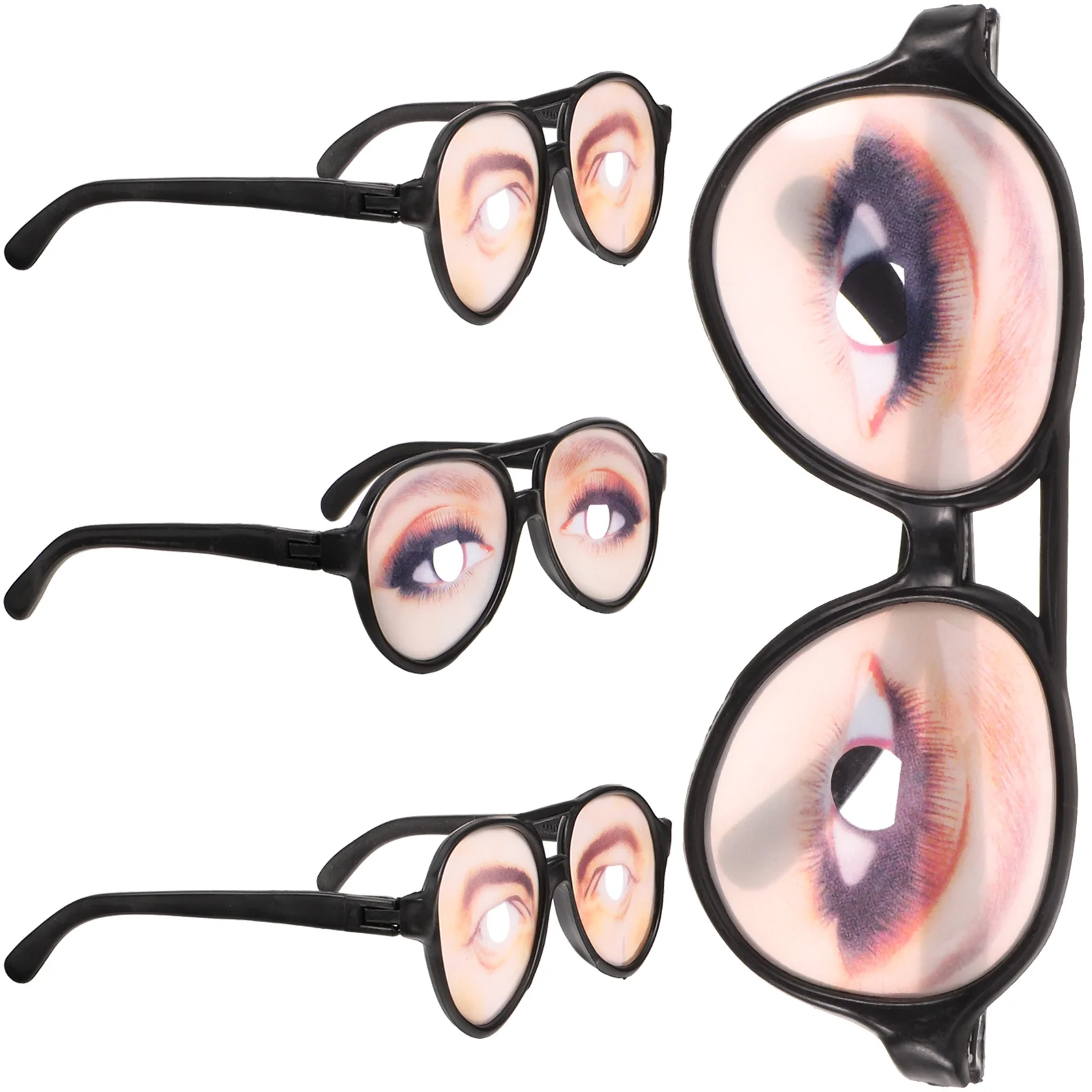 

4 Pcs Eyes Glasses Costume Eyeglasses Props Carnival Party Pattern Makeup Birthday