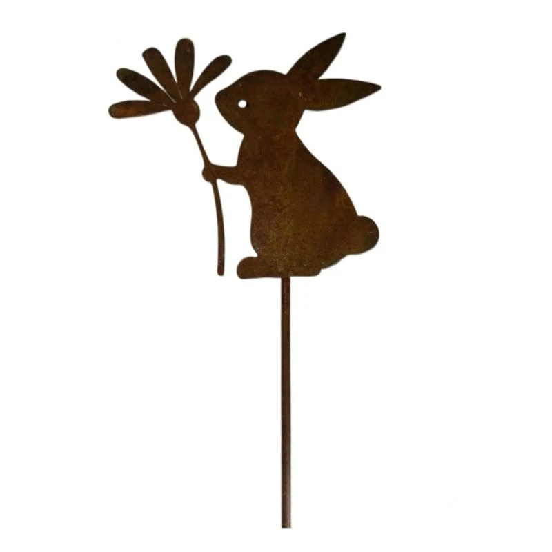 Metal Bunny Garden Stake Easter Outdoor Yard Signs, 8'' Hight Easter Rabbit Yard Sign Decorative Lawn Stake