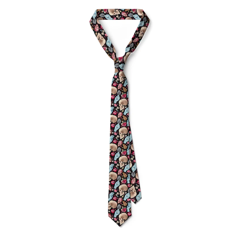 ربطة عنق مطبوعة على شكل جمجمة للجنسين، ربطة عنق جمجمة فاخرة للرجال، ربطة عنق بعرض 8 سم، إكسسوارات حفلات الزفاف، هدايا العيد