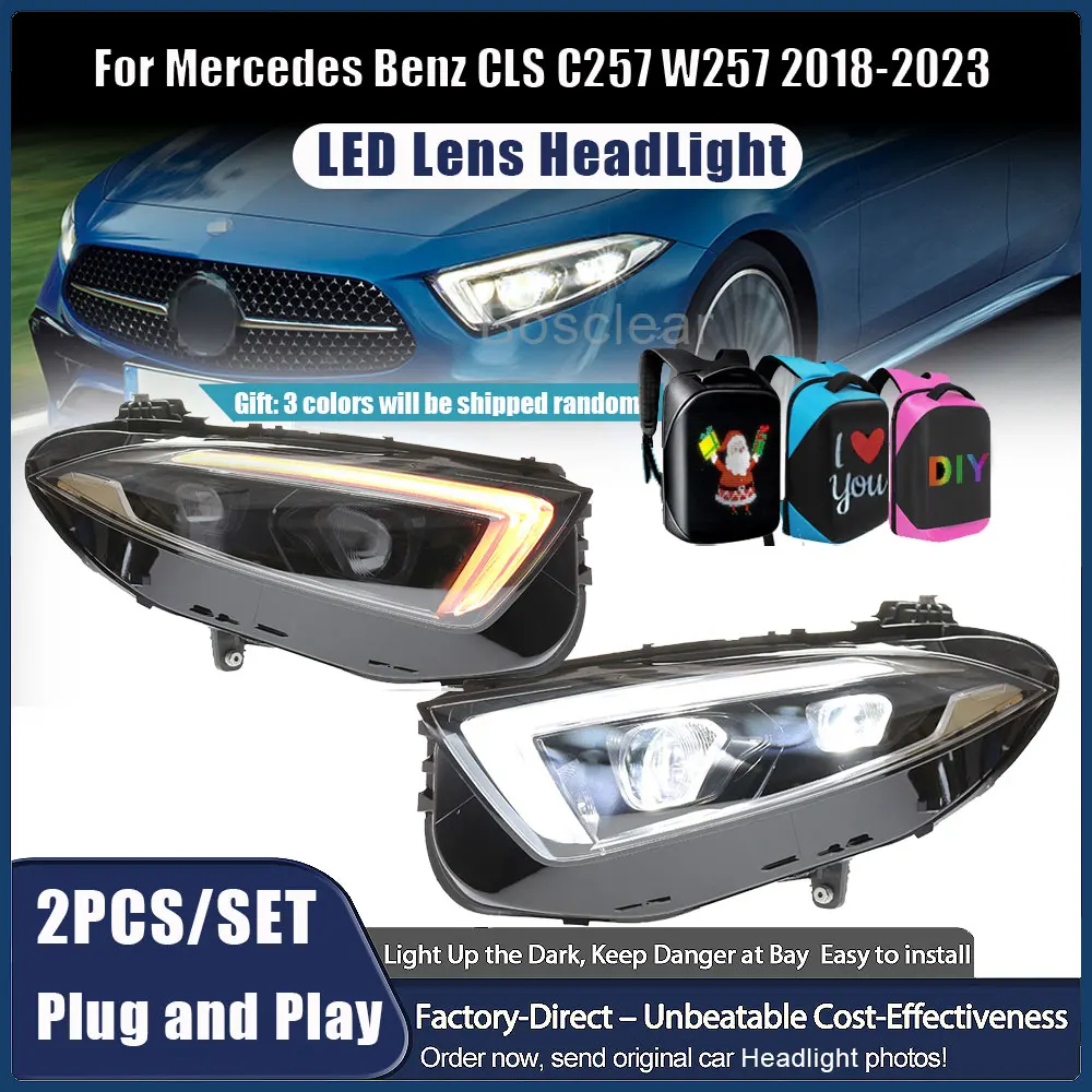 

Стайлинг автомобиля фары для Mercedes-Benz CLS C257 W257 2018-2024 светодиодные фары обновление DRL динамический сигнал передние фары в сборе