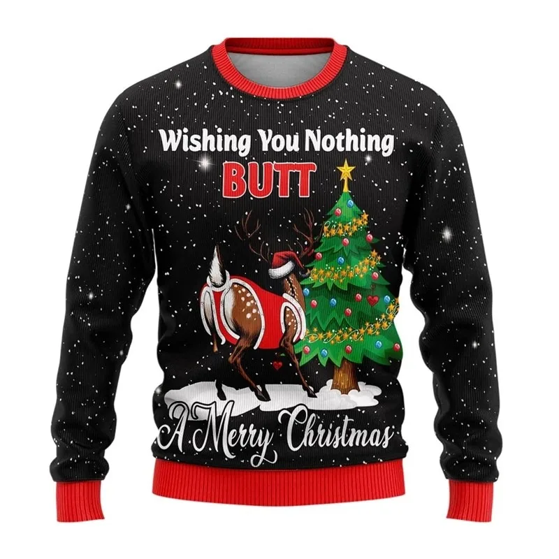 سترة صوفية رجالية جديدة للخريف والشتاء بأكمام طويلة بتصميم فريد، سترات رجالية مختلفة مرتبطة لعيد الميلاد