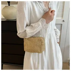 Trendy Women Summer Woven Crossbody Bag Ladies Straw Handbag Holiday Shoulder Bags