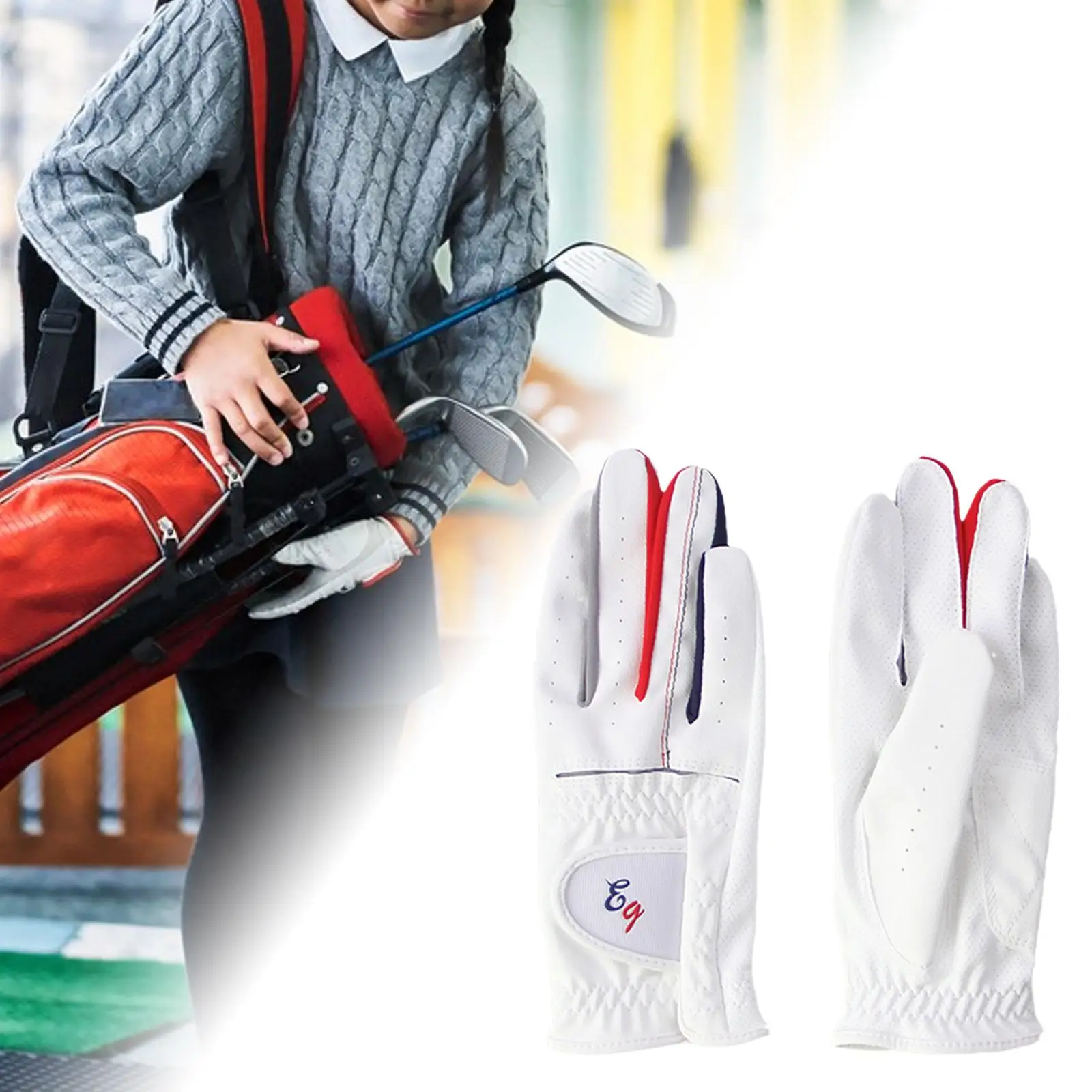 Woman Golf Gloves Golf Accessories Sticky Cuff Elastic Leather Left Right Hand Gloves for Driving Outdoor Sports Fishing Riding