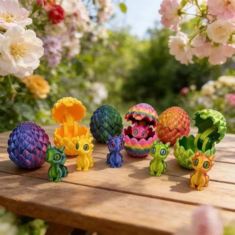 3D Printed Dragon Egg Mini Cute Dragon Random Face Surprise 3D Printed Animal Set Executive Home Office Decoration Birthday Gift