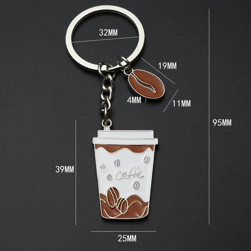 Coffee Bean Coffee Cup Barista Key Chain Ring Women Jewelry Accessories Pendant Gift