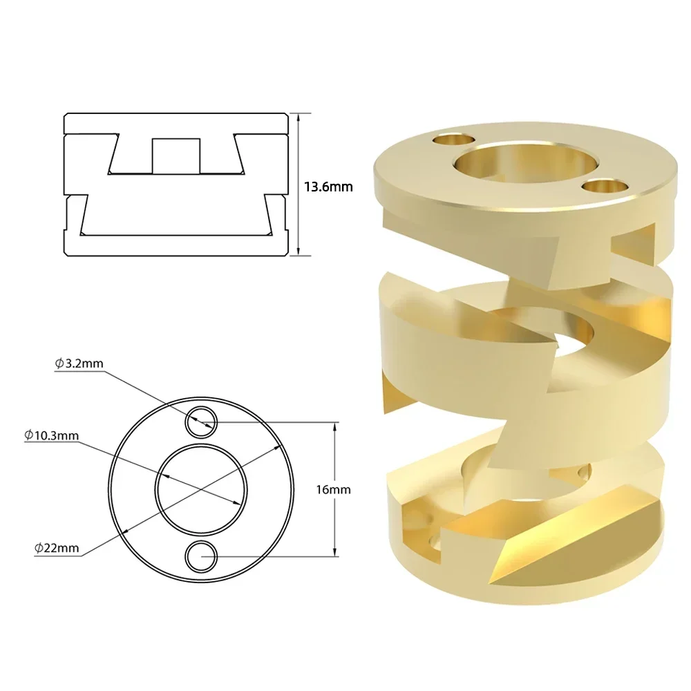 1/2/4pcs 3D Printer Parts Oldham Coupling T8 Z Axis Round Lead Screw Brass Coupling for VzBoT Flexible Hot Bed 16mm Thread Hole