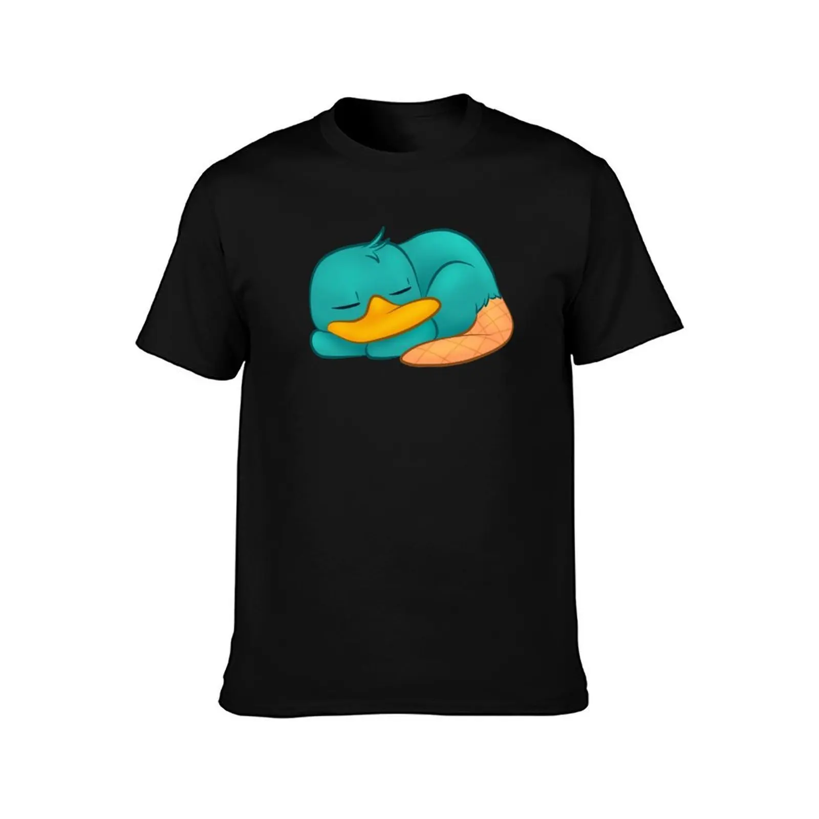 The Napping Little Platypus T-Shirt, Summer Casual Cotton Tee, Oversized Streetwear Tops, Vintage Graphic Print, 100% Cotton
