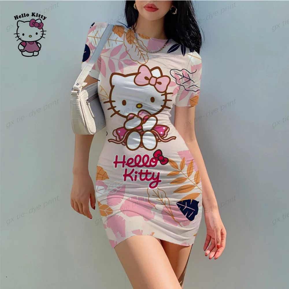 2024 Zomer Hello Kitty Dress Dames Tank Top Bodycon Mini Club Jurk Jurken Casual Cosplay Elegante Schede Slanke Jurk