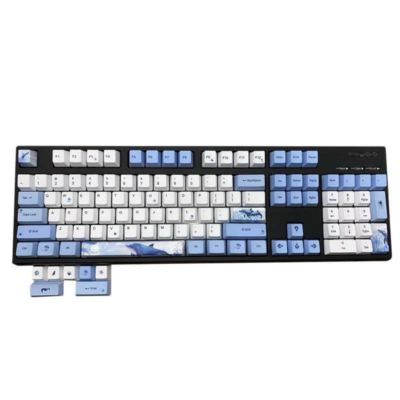 

Blue Whale Keycaps PBT Sublimation Keycaps 104-Key Mechanical Keyboard Universal Compatible With Black Jazz AKKO, Etc.