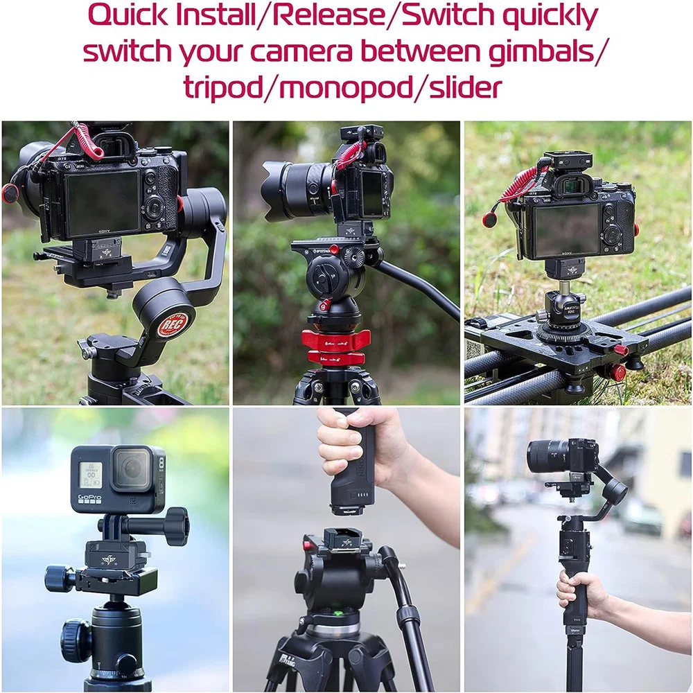 Supporto per treppiede a sgancio rapido per fotocamera adattatore per piastra QR DSLR Vlog Filmmaking kit di accessori rapidi per Gopro /Canon/Sony/Nikon/Osmo