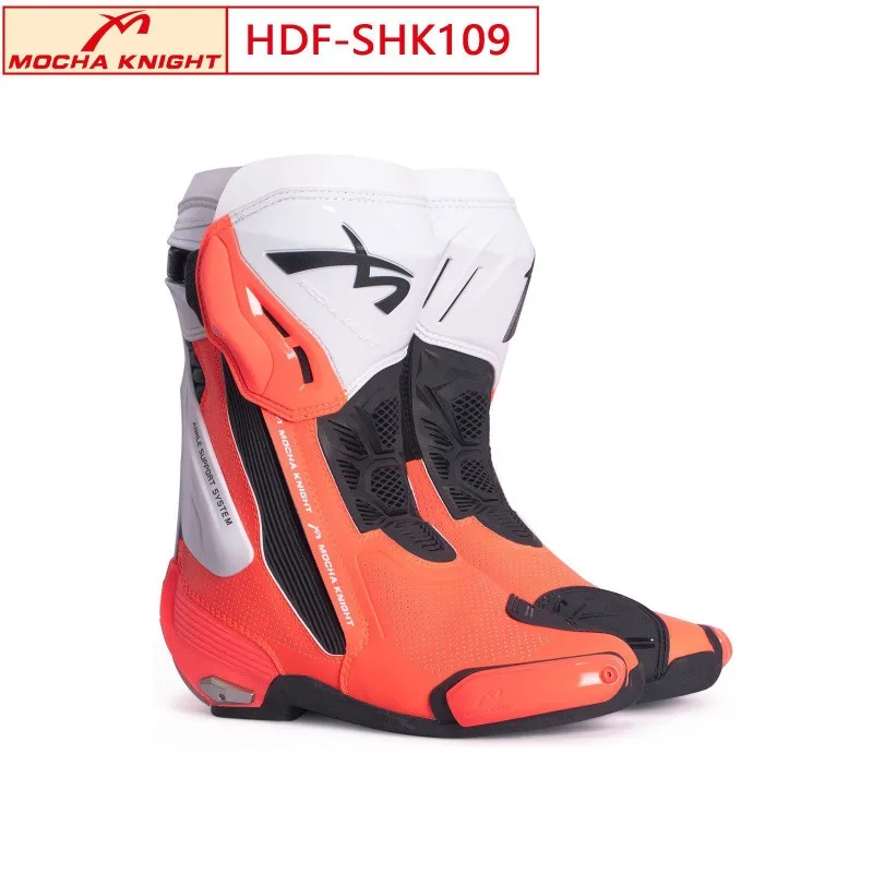 BENKIA SH109 CE Mocha Motorcycle Boots Professional Track Riding Anti-Slip Waterproof Unisex Biker Botas de Moto Protective Gear
