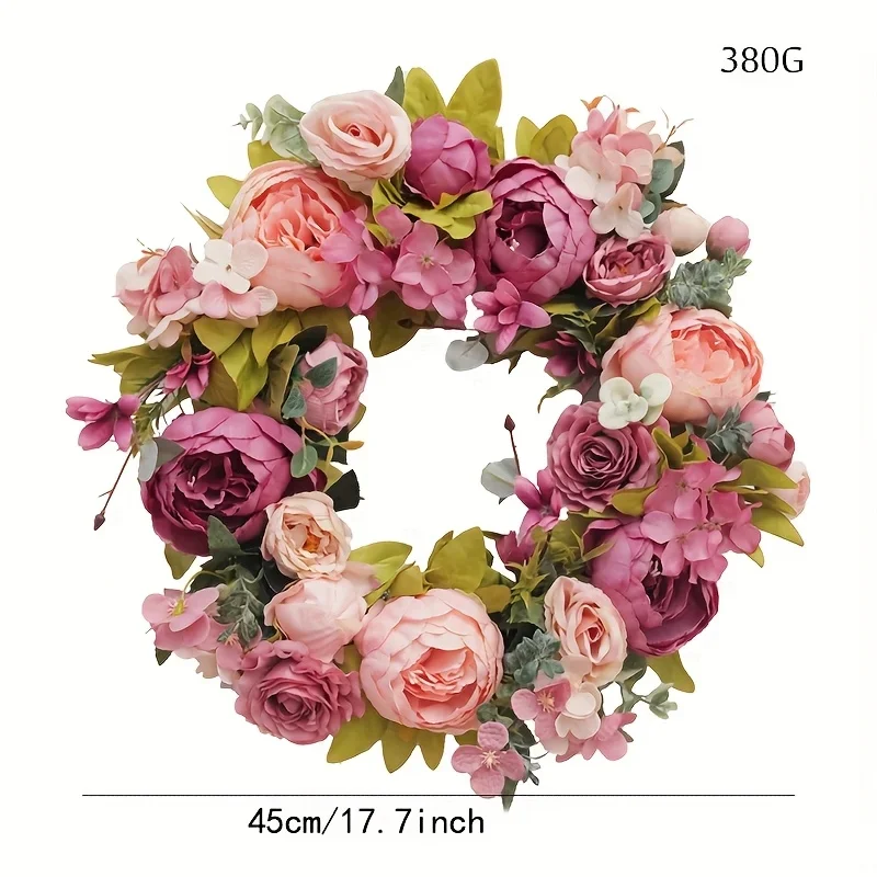 

Elegant Faux Floral Wreath with Pink Roses & Peonies.Perfect Wedding & Home Decor.No Power Needed.Sophisticated Style. Shop Now!