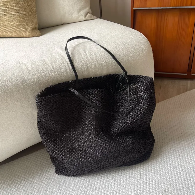 Brand Hand Woven Shoulder Bag Straw Woven Breathable Lightweight Large Capacity Handbag Casual Versatile Seaside Vacation Bag