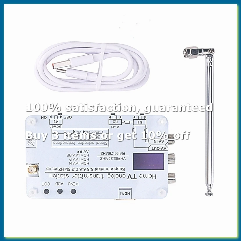 White Analog TV Signal Transmitter Home Analog TV Transmitter with OLED Display for Global-DT30
