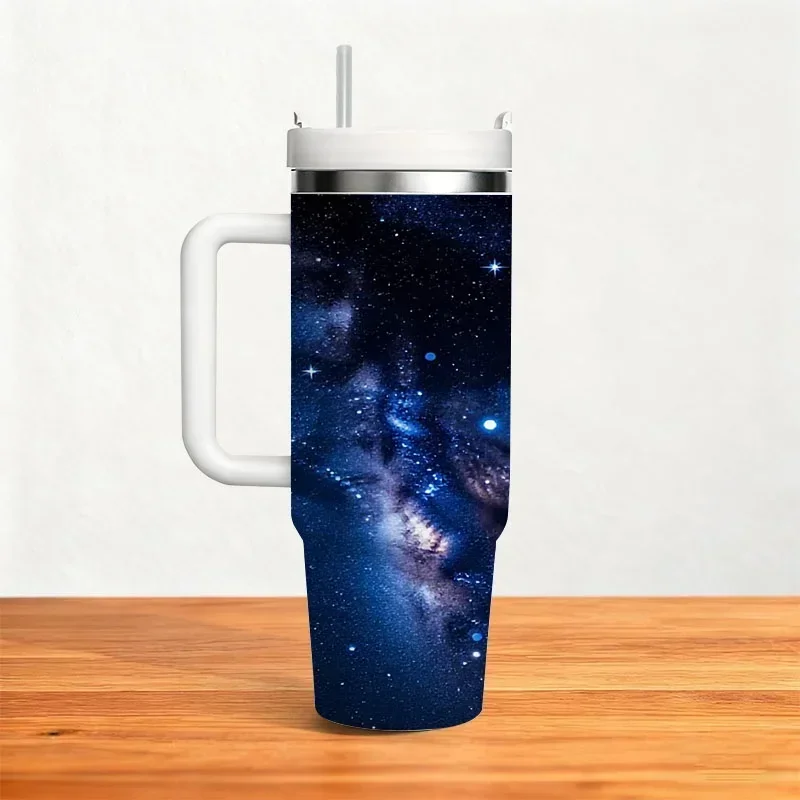 Stainless Steel 40Oz Insulated Tumbler with Milky Way Galaxy Digital Print, Reusable Thermal Cup for Keeping Drinks Hot Or Cold, Ideal for Daily Commute, Outdoor Trips And Office Use