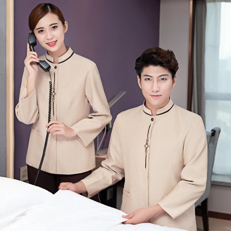 Cleaning Staff Uniform Long Sleeve Autumn Winter Outfit Mall Property Floor Hotel Guest Room Cleaning Auntie Top Women