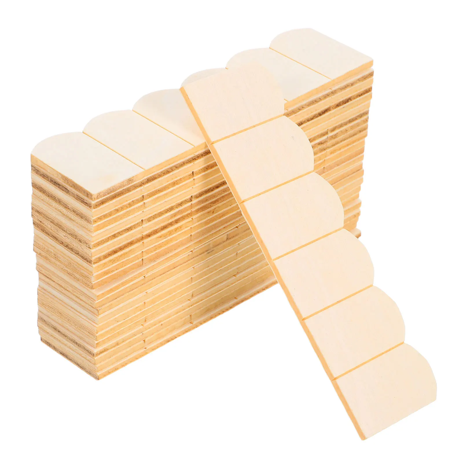48 peças mini telhas de madeira realistas para pisos e telhas de casa de bonecas-peças de madeira em branco para feitos à mão